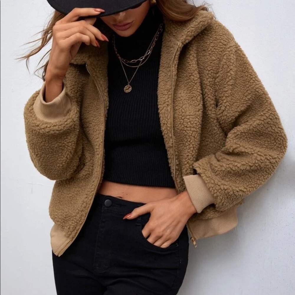 NWOT Lanshifei Bomber Teddy Jacket